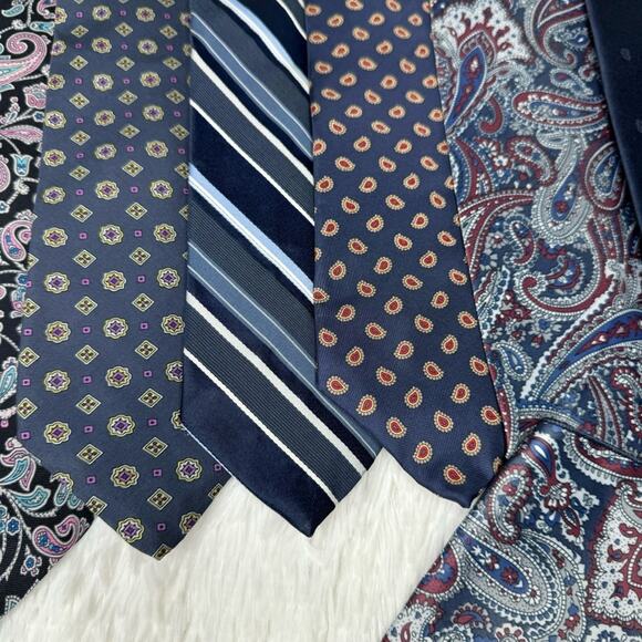 Lot of 9 vintage assorted blue green printed striped ties - Picture 4 of 9